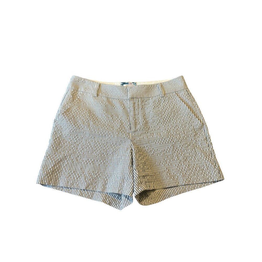 ecru Women's seersucker Shorts Blue, White Sz 2 4.5"